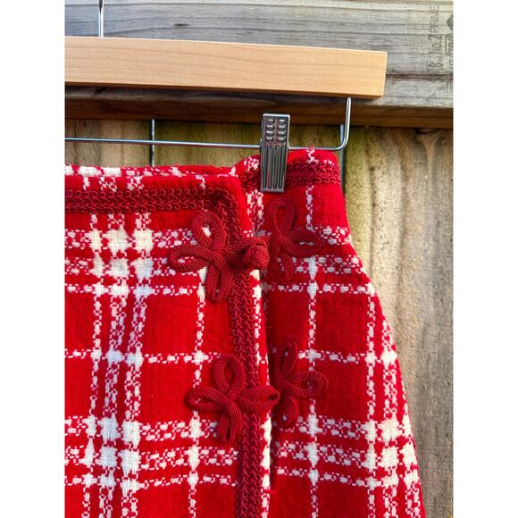 Reworked Vintage Koret of California Plaid Mini Skirt Holiday Red - Picture 2 of 5